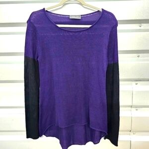 Wooden Ships Open Knit Purple & Black Top